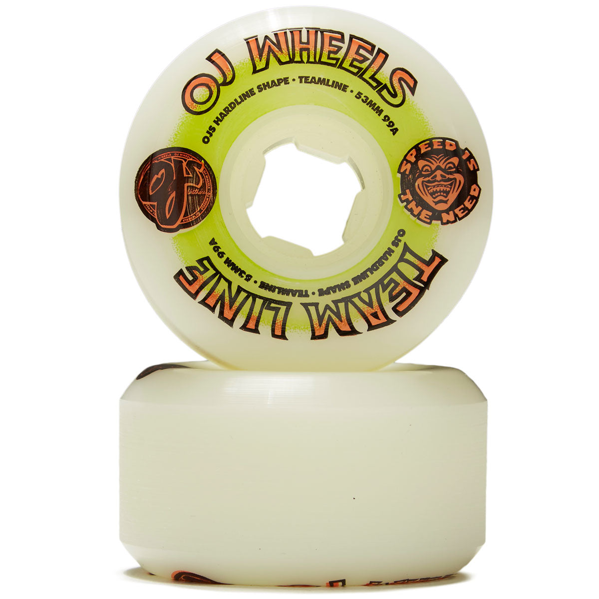 OJ Team Line Original Nomads 99a Skateboard Wheels - White/Green/Orange - 53mm image 2