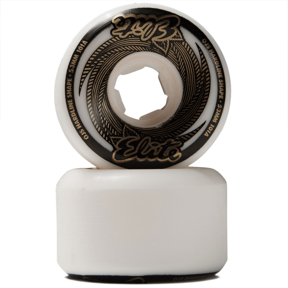 OJ Elite Hardline 101a Skateboard Wheels - White/Gold - 53mm image 2