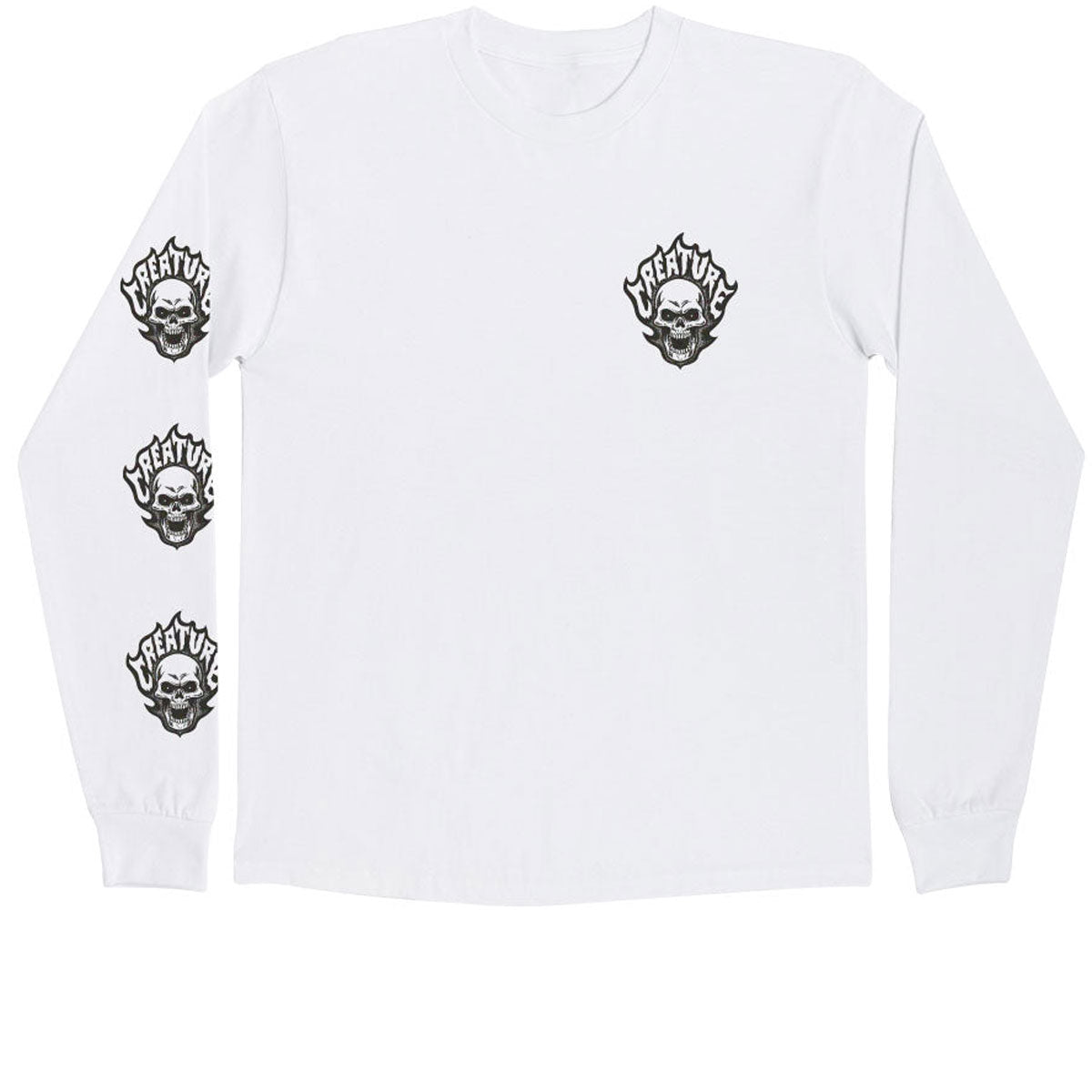 Creature Bonehead Flame Long Sleeve T-Shirt - White image 1