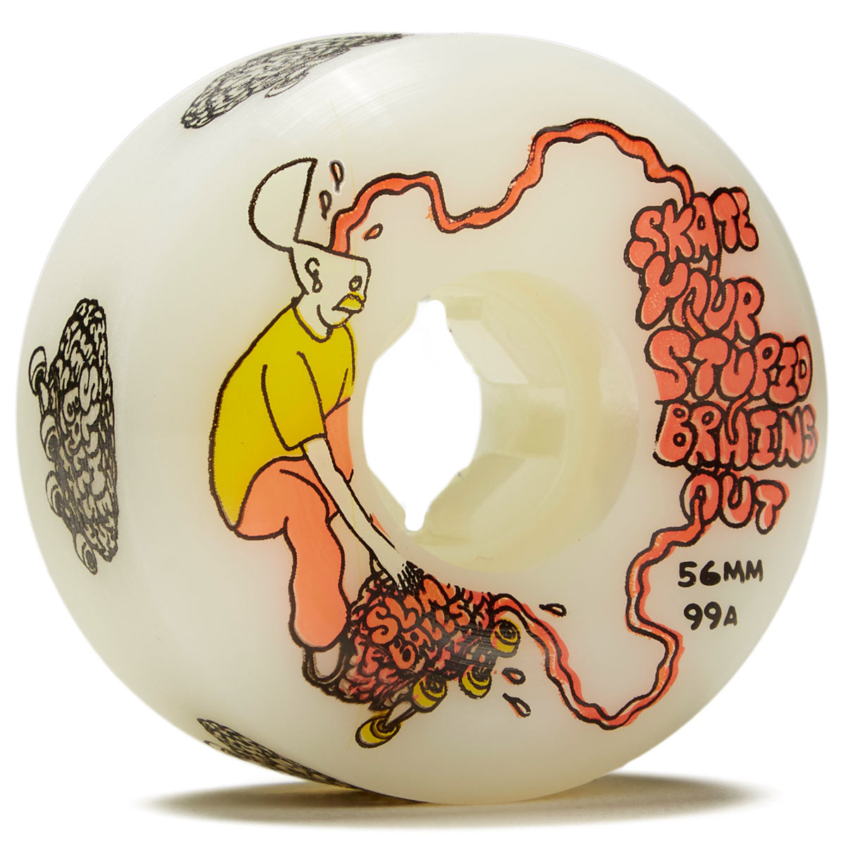 Slime Balls Stupid Brains Speed Balls 99a Skateboard Wheels - White - 56mm image 1