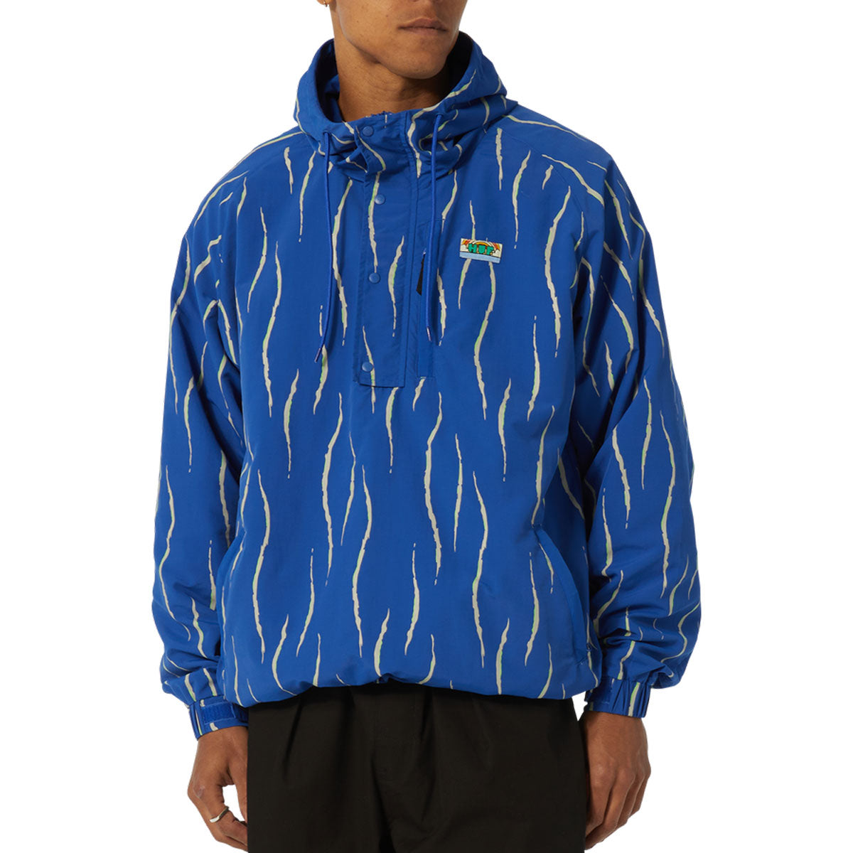 HUF New Day Striped Packable Anorak Jacket - Blue image 1