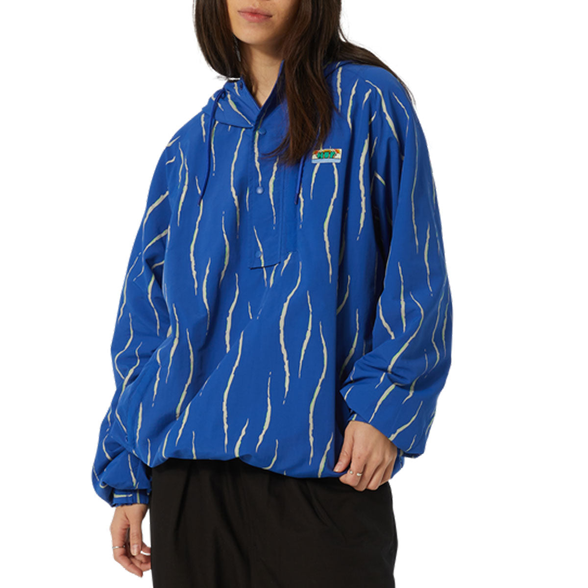 HUF New Day Striped Packable Anorak Jacket - Blue image 5