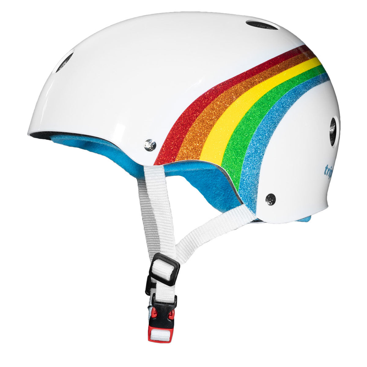 Triple Eight Certified Sweatsaver Helmet Helmet - White Gloss/Rainbow image 1
