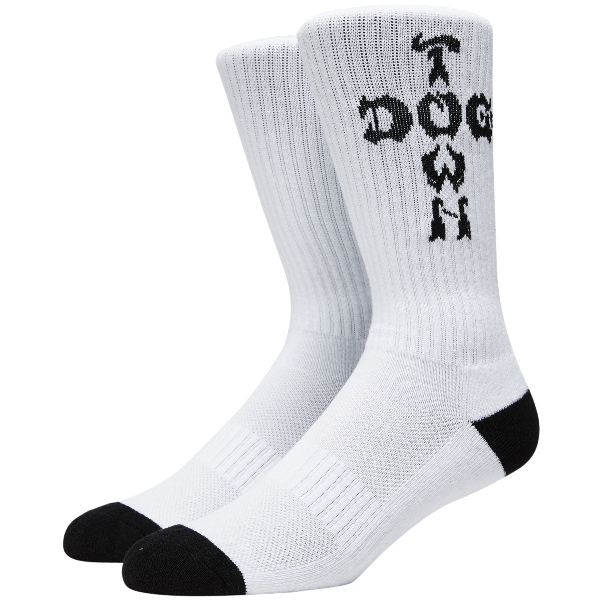 Dogtown Cross Letters Crew Socks - White/Black image 1