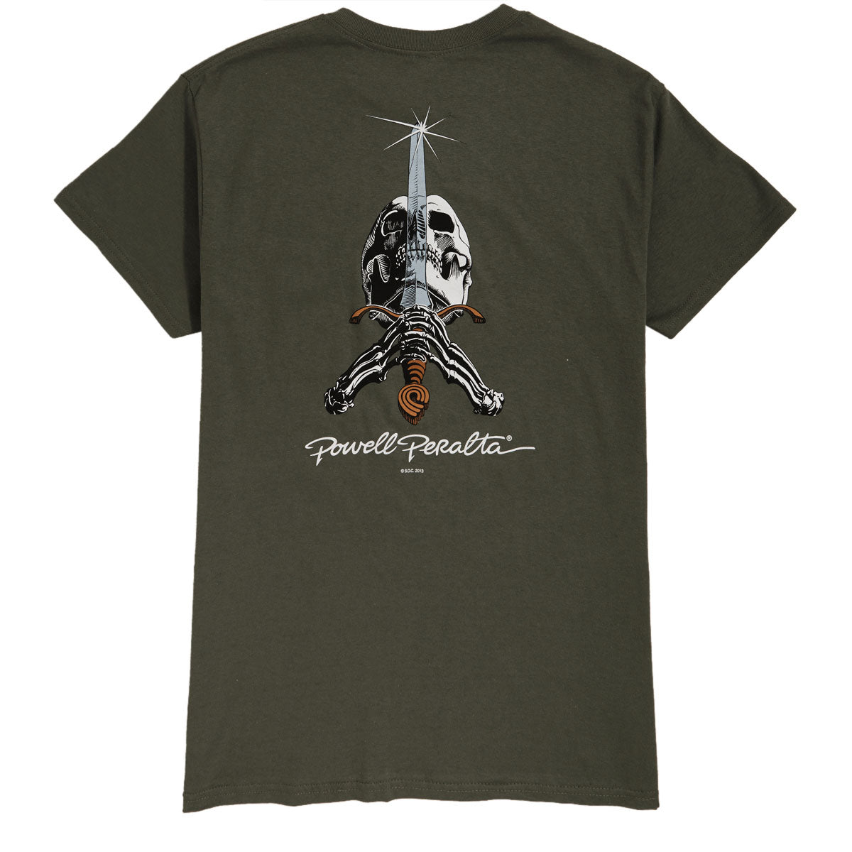 Powell-Peralta Skull & Sword II T-Shirt - Military Green image 1