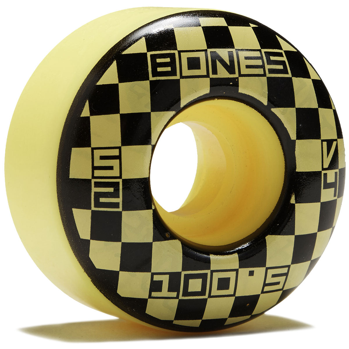 Bones 100s Block Party V4 Wide Skateboard Wheels - Yellow - 52mm image 1
