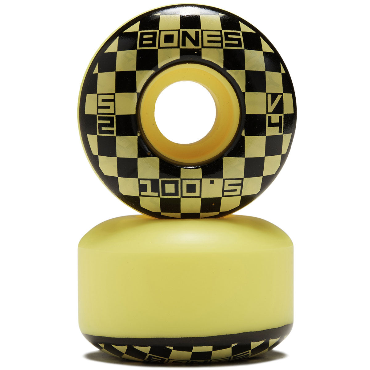Bones 100s Block Party V4 Wide Skateboard Wheels - Yellow - 52mm image 2