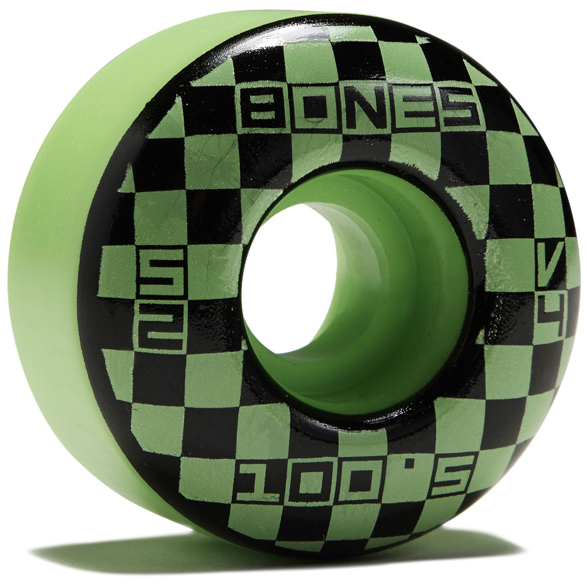 Bones 100s Block Party V4 Wide Skateboard Wheels - Green - 52mm image 1