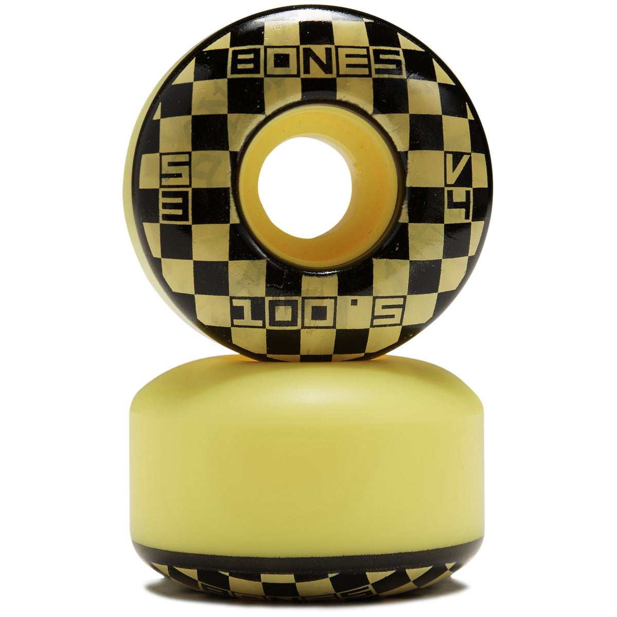 Bones 100s Block Party V4 Wide Skateboard Wheels - Yellow - 53mm image 2