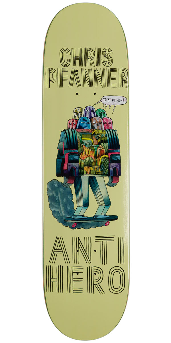 Anti-Hero x John Herndon Pfanner Hug The Pavement Skateboard Deck - Yellow - 8.06