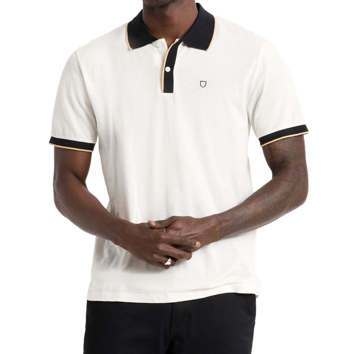 Brixton Proper Polo Shirt - Off White/Black image 1