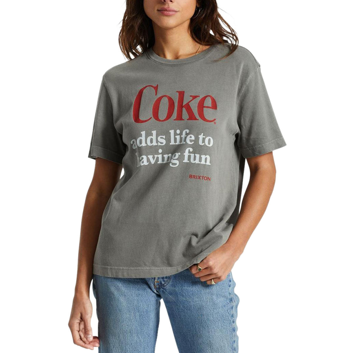 Brixton x Coca-Cola Womens Having Fun Vintage T-Shirt - Washed Black image 1