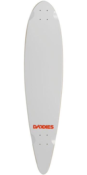 Daddies Logo Pintail Longboard Deck - White