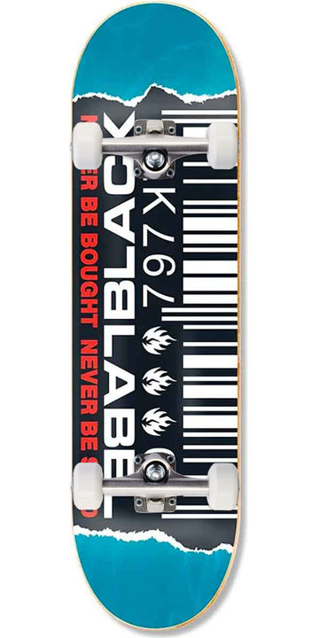 Black Label Ripped Barcode Skateboard Complete - 8.50