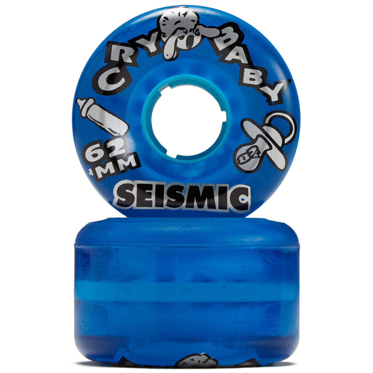 Seismic Crybaby 82a Longboard Wheels - Clear Blue - 62mm image 2