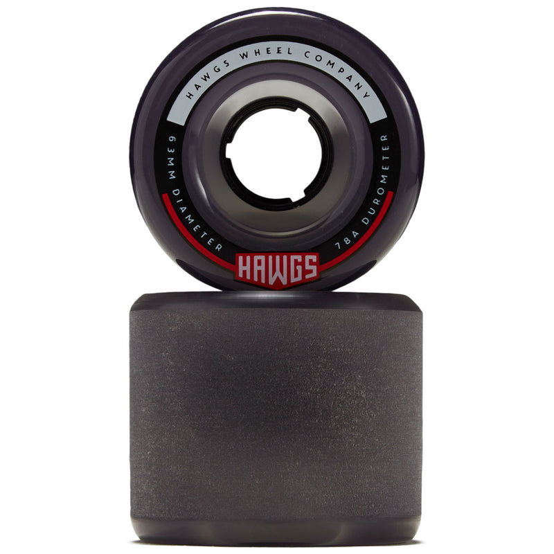 Hawgs Fatty 78a Stone Ground Longboard Wheels - Clear Black - 63mm