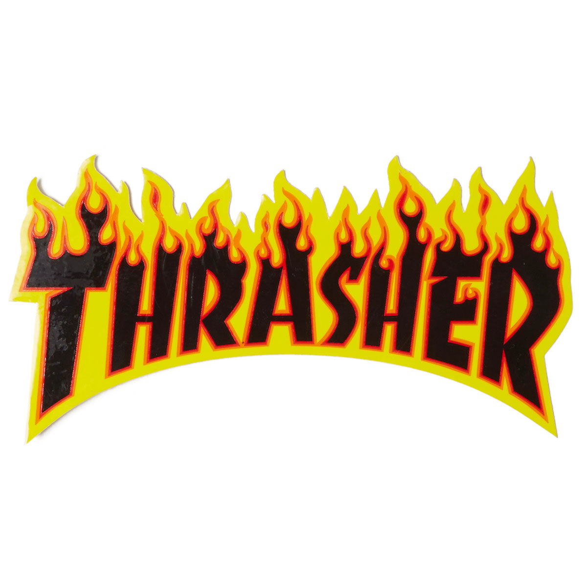 Thrasher Flame Logo Medium Sticker - Black/Yellow image 1