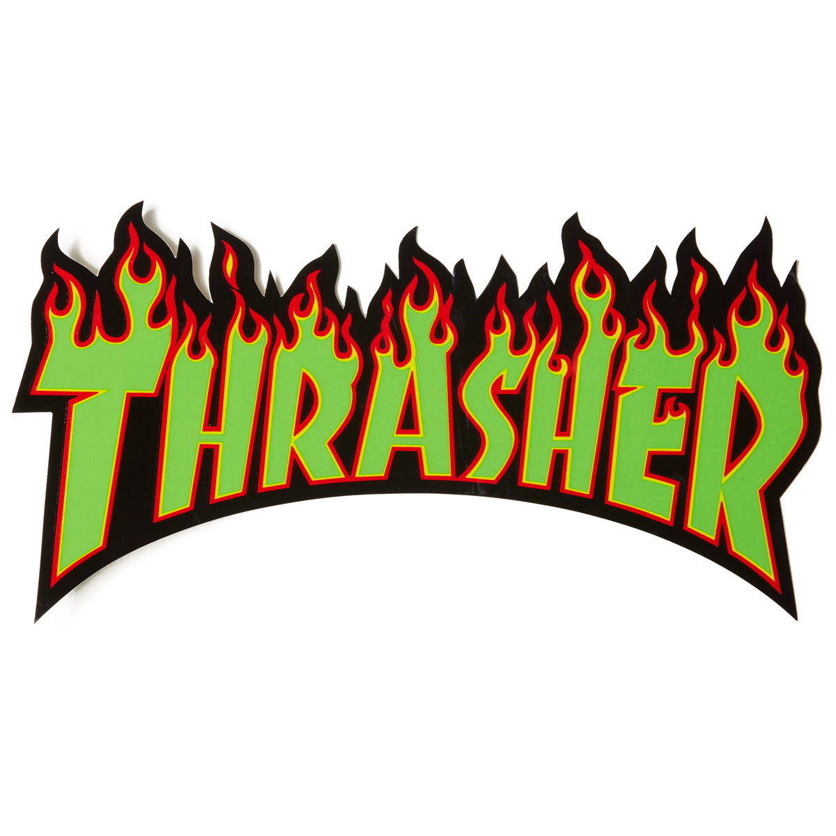 Thrasher Flame Logo Large Sticker - Green/Black image 1
