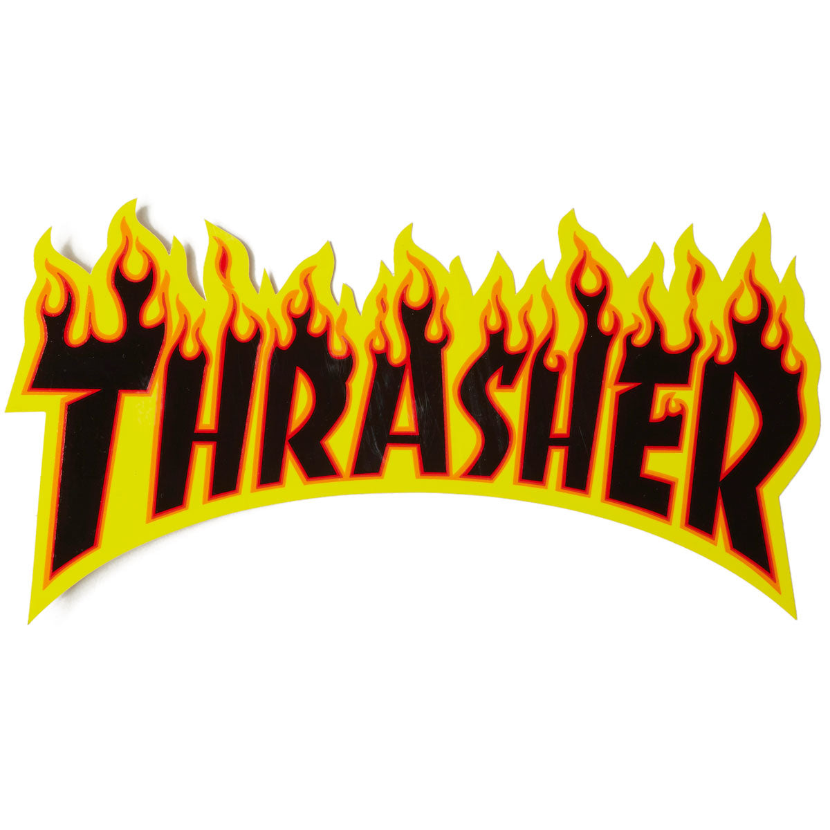 Thrasher Flame Logo Large Sticker - Black/Yellow image 1