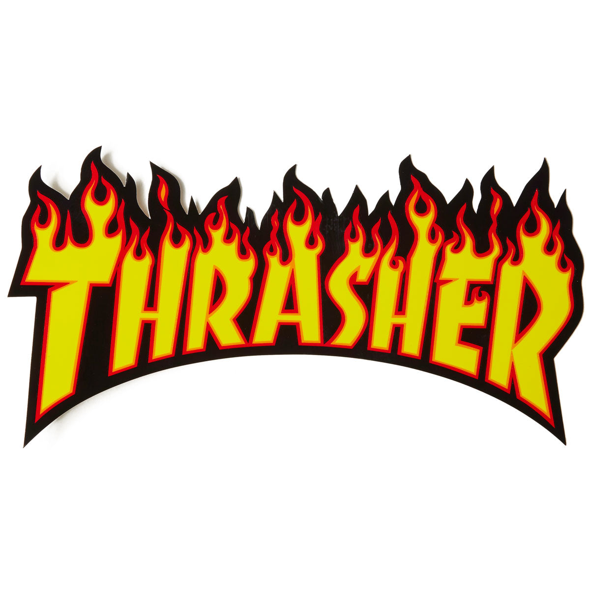 Thrasher Flame Logo Large Sticker - Yellow/Black image 1