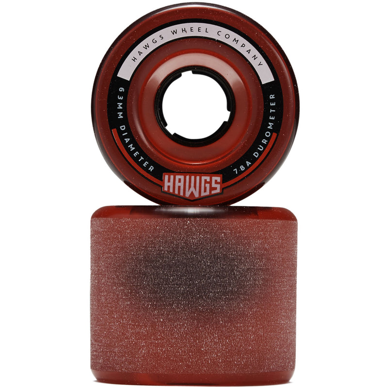 Hawgs Fatty 78a Stone Ground Longboard Wheels - Clear Red - 63mm