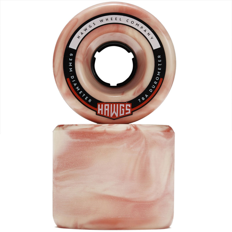 Hawgs Fatty 78a Stone Ground Longboard Wheels - Pink/White - 63mm