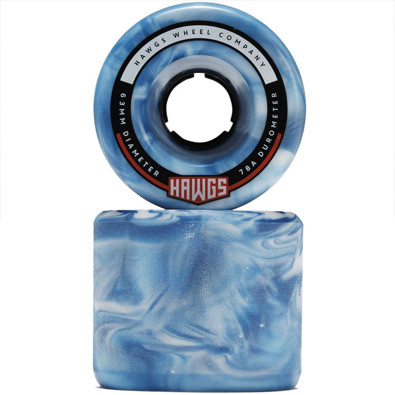 Hawgs Fatty 78a Stone Ground Longboard Wheels - Sky Blue Swirl - 63mm