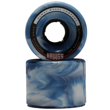 Hawgs Chubby 78a Stone Ground Longboard Wheels - Blue/White Swirl - 60mm