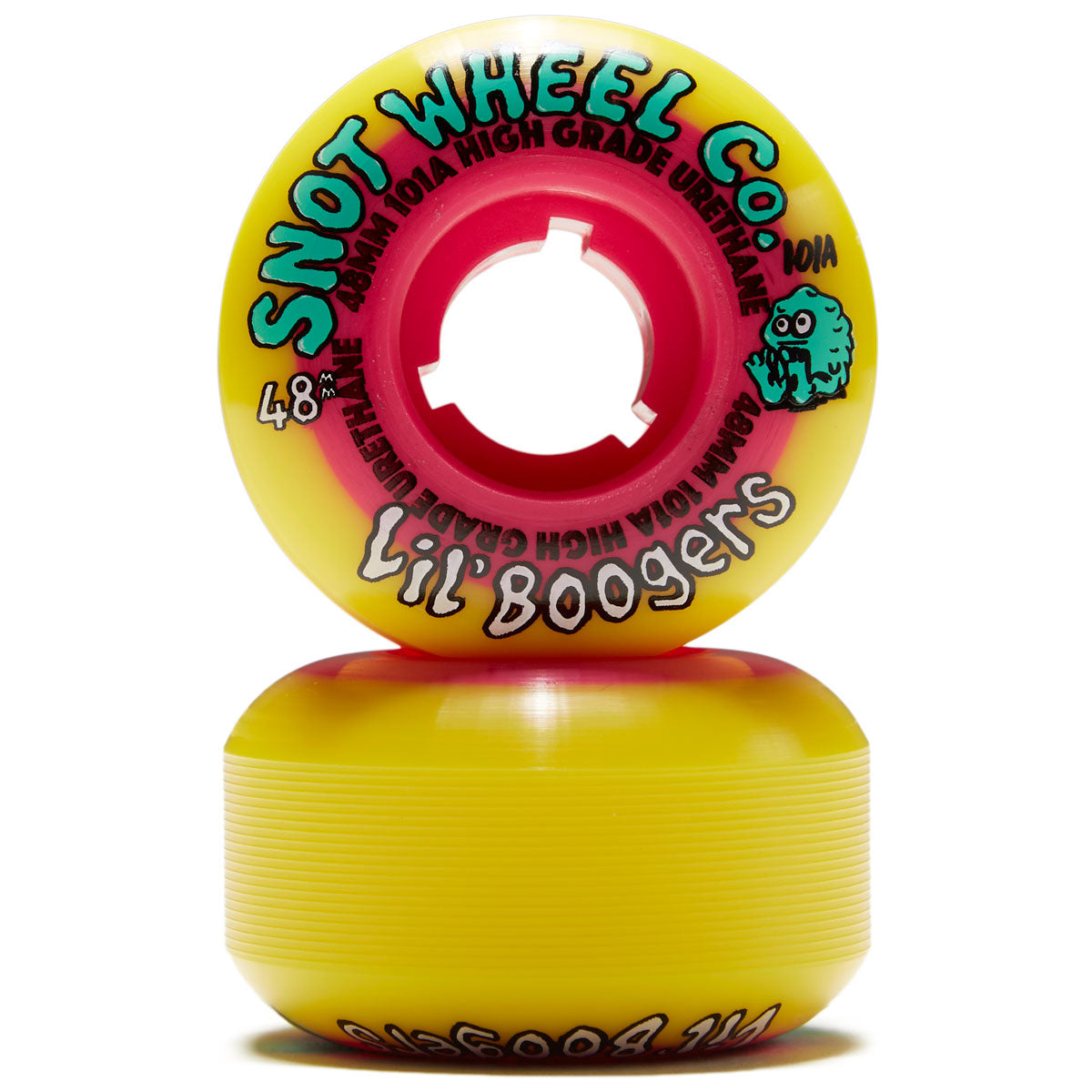 Snot Lil Boogers 101A skateboard Wheels - Pink/Yellow - 48mm image 2