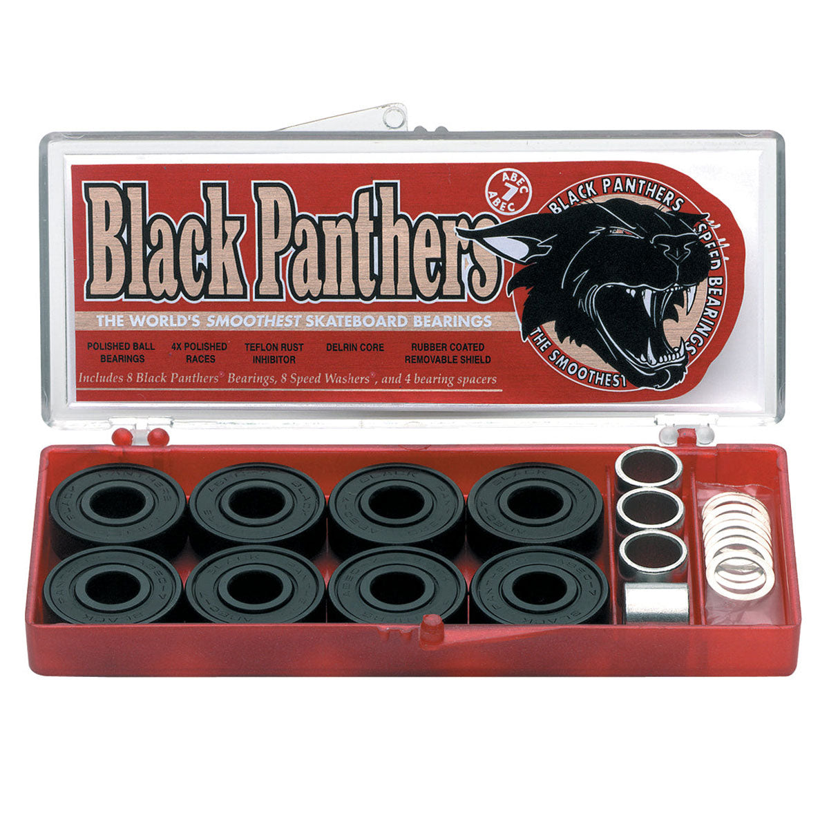 Shorty's Black Panther Abec 7 Bearings - Red image 1