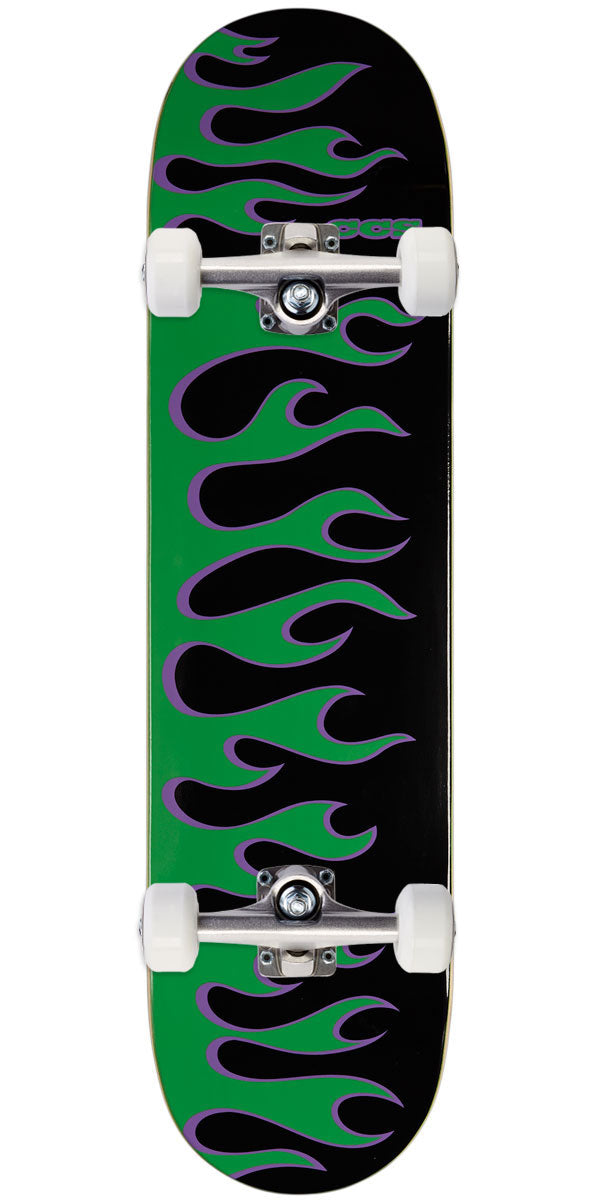 CCS Flames Skateboard Complete - Black/Green - 8.00