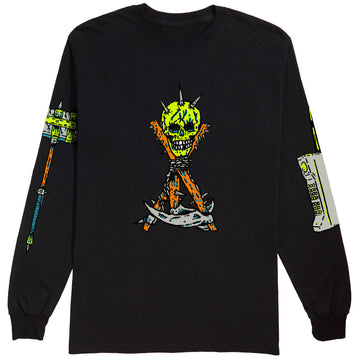 Funeral French Skull Cross Long Sleeve T-Shirt French's Pick - Black - SM