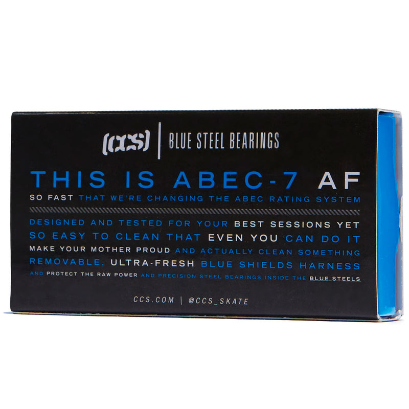CCS Blue Steel Abec 7 Skateboard Bearings - Packaged