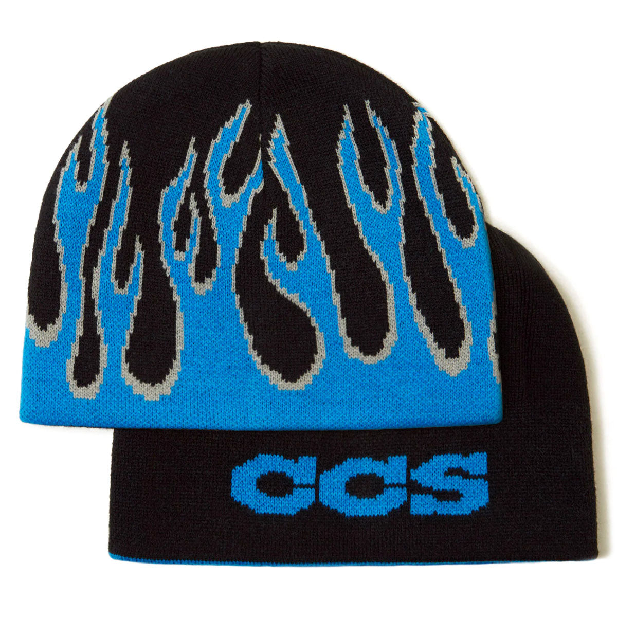 CCS Flames Reversible Skully Beanie - Black/Blue image 1