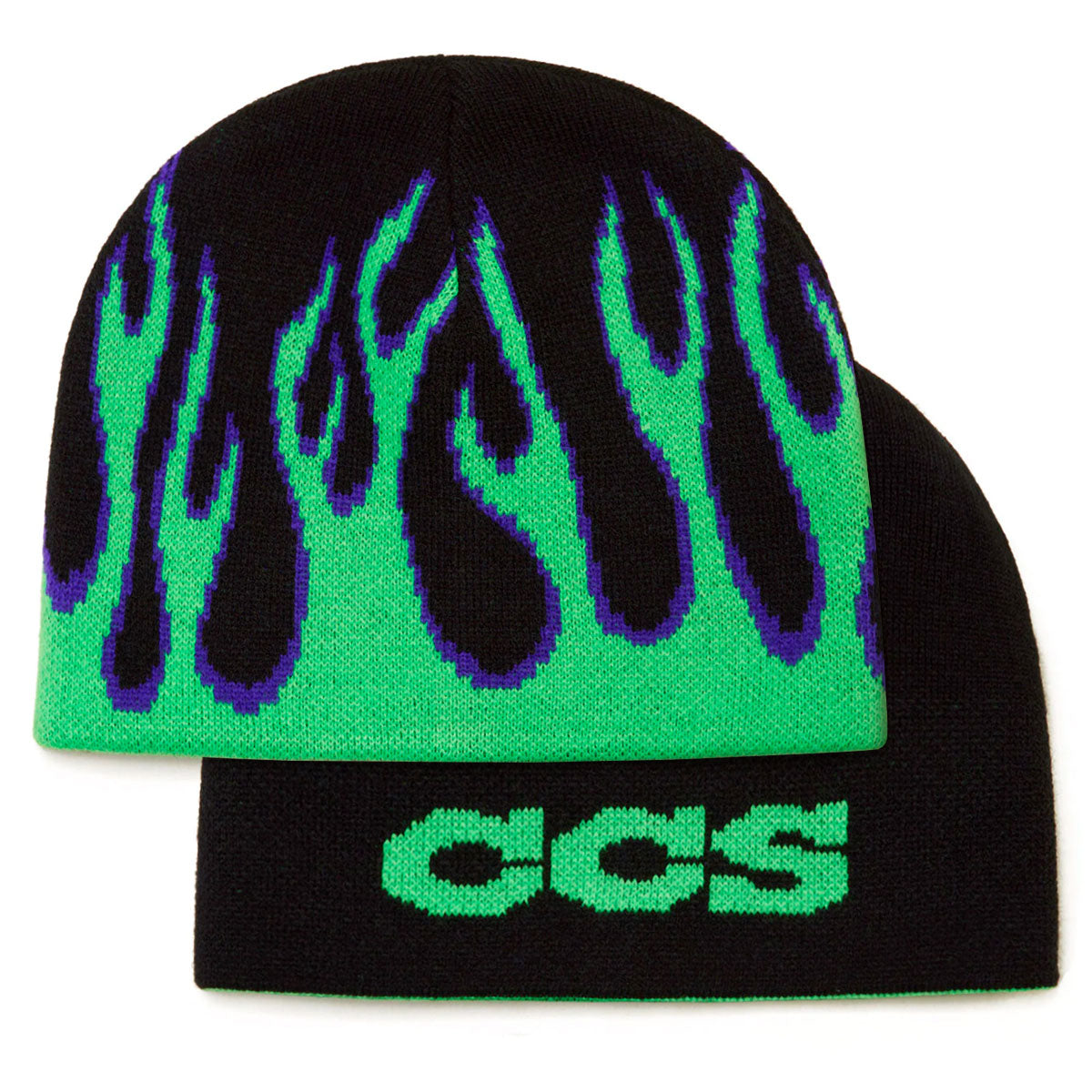 CCS Flames Reversible Skully Beanie - Black/Green image 1