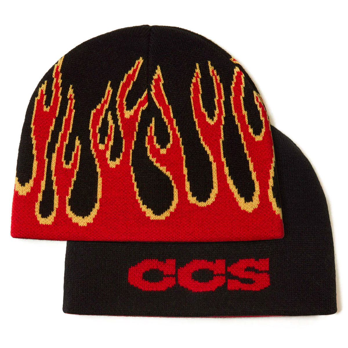 CCS Flames Reversible Skully Beanie - Black/Red image 1