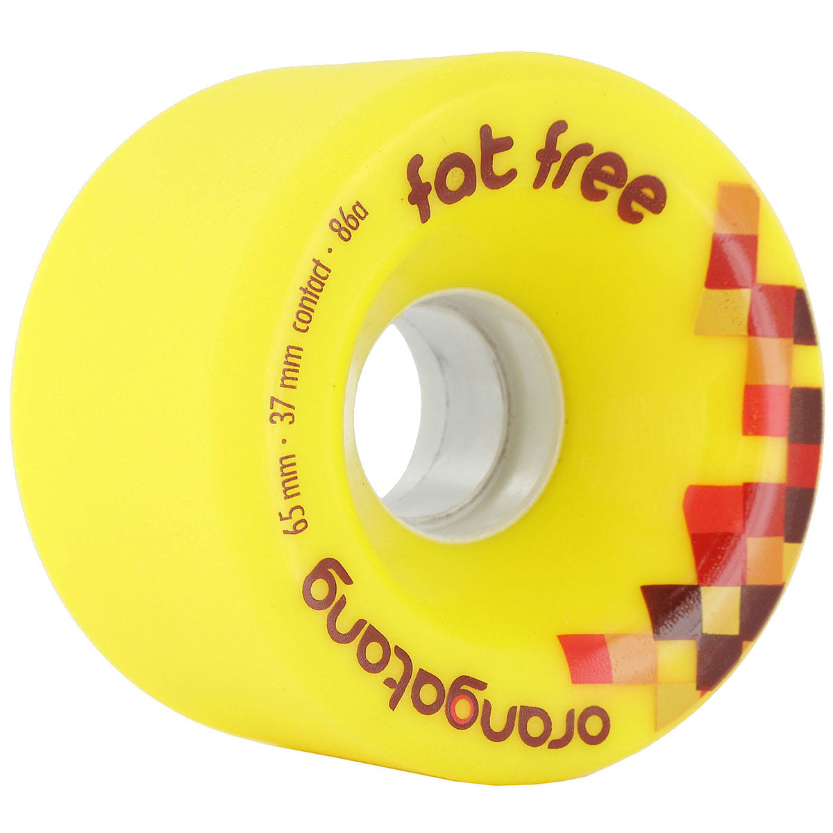 Orangatang Fat Free Freeride 86a Longboard Wheels - Yellow - 65mm image 1