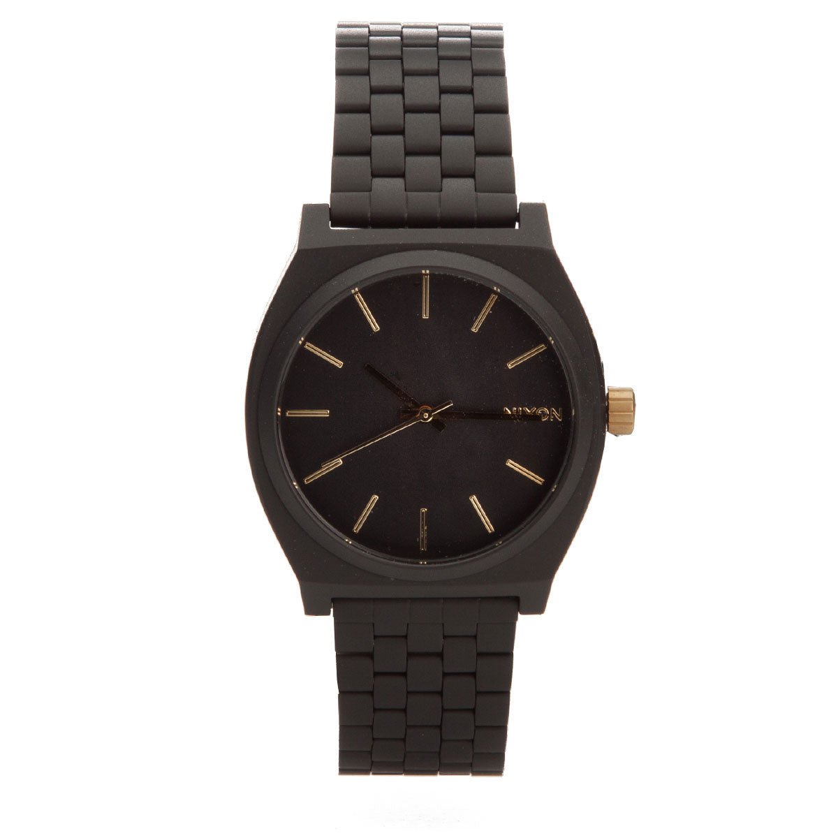 Nixon Time Teller Acetate, black case gold accents, newer battery, rubber strap Nixon The Time Teller Unisex 37mm Black w/ Gold Accent  main image 2
