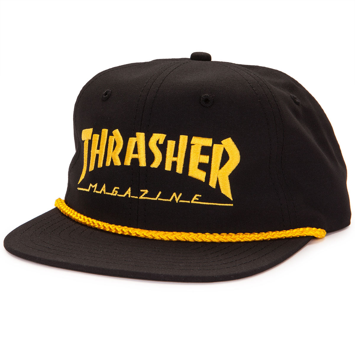 Thrasher Logo Rope Snapback Hat - Black image 1