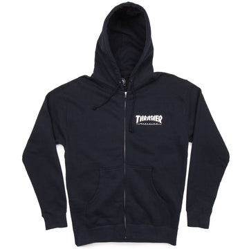 Thrasher Logo Zip Up Hoodie - Navy